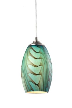CLA PENDANT ES Blue Glass ELLIPSE w/swirls OD120mm | GLAZE3