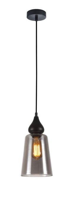 CLA PENDANT ES 72W BLK Smoke Glass Flat Top OD160mm x H305mm | JEREZ2