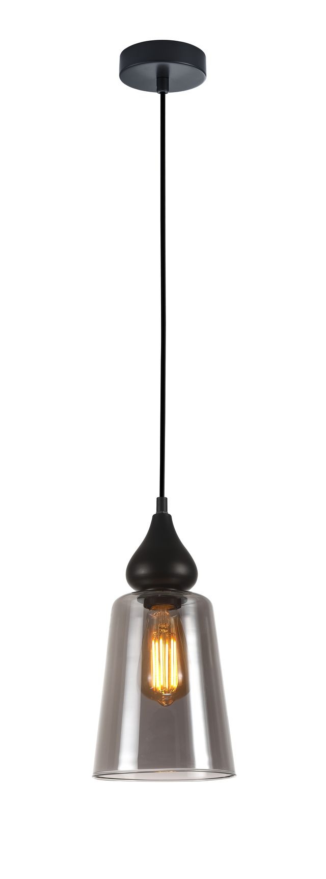 CLA PENDANT ES 72W BLK Smoke Glass Flat Top OD160mm x H305mm | JEREZ2
