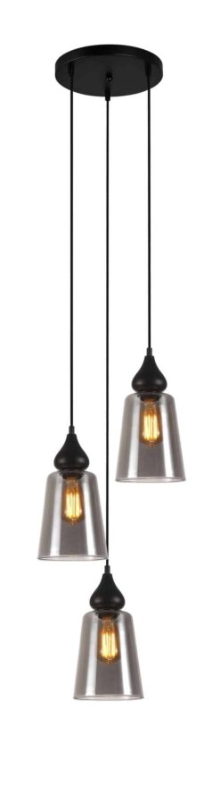 CLA PENDANT ES 3X72W BLK Smoke Glass Flat Top ELLIPSE L720mm x W | JEREZ2X3S