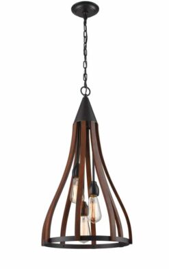 CLA PENDANT ESx3 Dark Red Wood MED BELL OD391mm | KHALEESI2