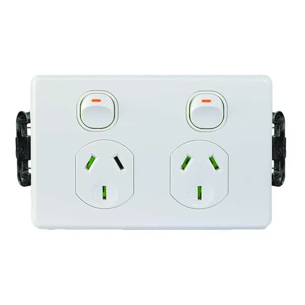 Trader Puma Double GPO Power Point 10A 250V Easy Fit Bracketless Mounting | PUPP2GEF