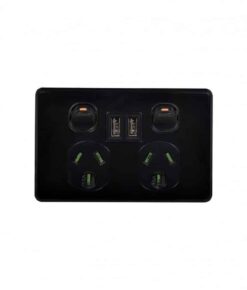 TRADER PUMA DOUBLE GPO 10A WITH DUAL 3.4A USB BLACK | PUPP2USB2GBK