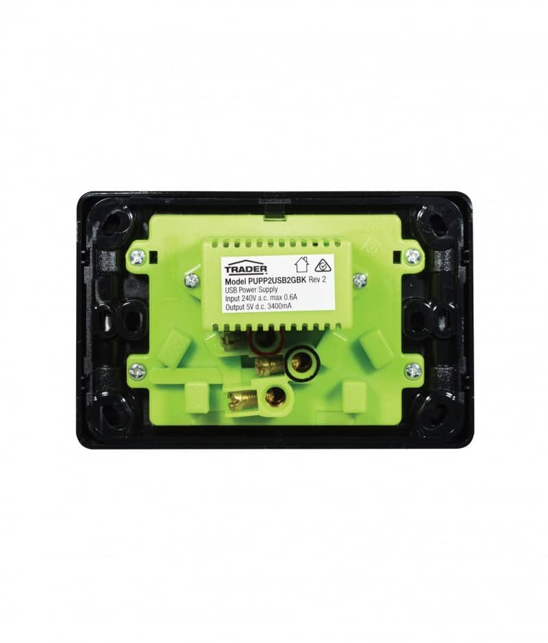 TRADER PUMA DOUBLE GPO 10A WITH DUAL 3.4A USB BLACK | PUPP2USB2GBK - Image 2
