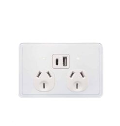 Trader Senoa Simple Double GPO Power Point Horizontal 10A With USB A+C White | SENPP2USBAU
