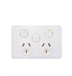 Trader Senoa Simple Double GPO Power Point With Extra Switch Horizontal 10A White | SENPPSW2G