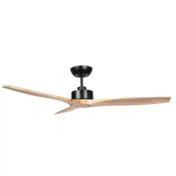 Fanco Wynd v3 DC Ceiling Fan with Remote - Black with Natural Timber Blades 54" | F0500/219C