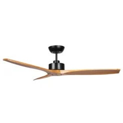 Fanco Wynd v3 DC Ceiling Fan with Remote - Black with Teak Timber Blades 54" | F0500/218C