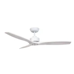 Fanco Wynd v3 DC Ceiling Fan with Remote - White with Whitewash Timber Blades 54" | F0500/120C