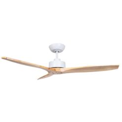 Fanco Wynd v3 DC Ceiling Fan with Remote - White with Natural Timber Blades 54" | F0500/119C